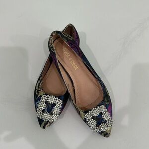Chase + Chloe Women's Blue Embellished Flats